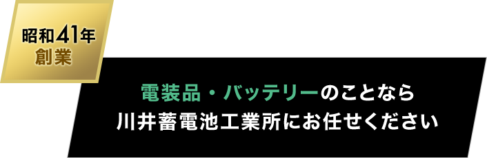 昭和41年創業 電装品・バッテリーのことなら川井蓄電池工業所にお任せください